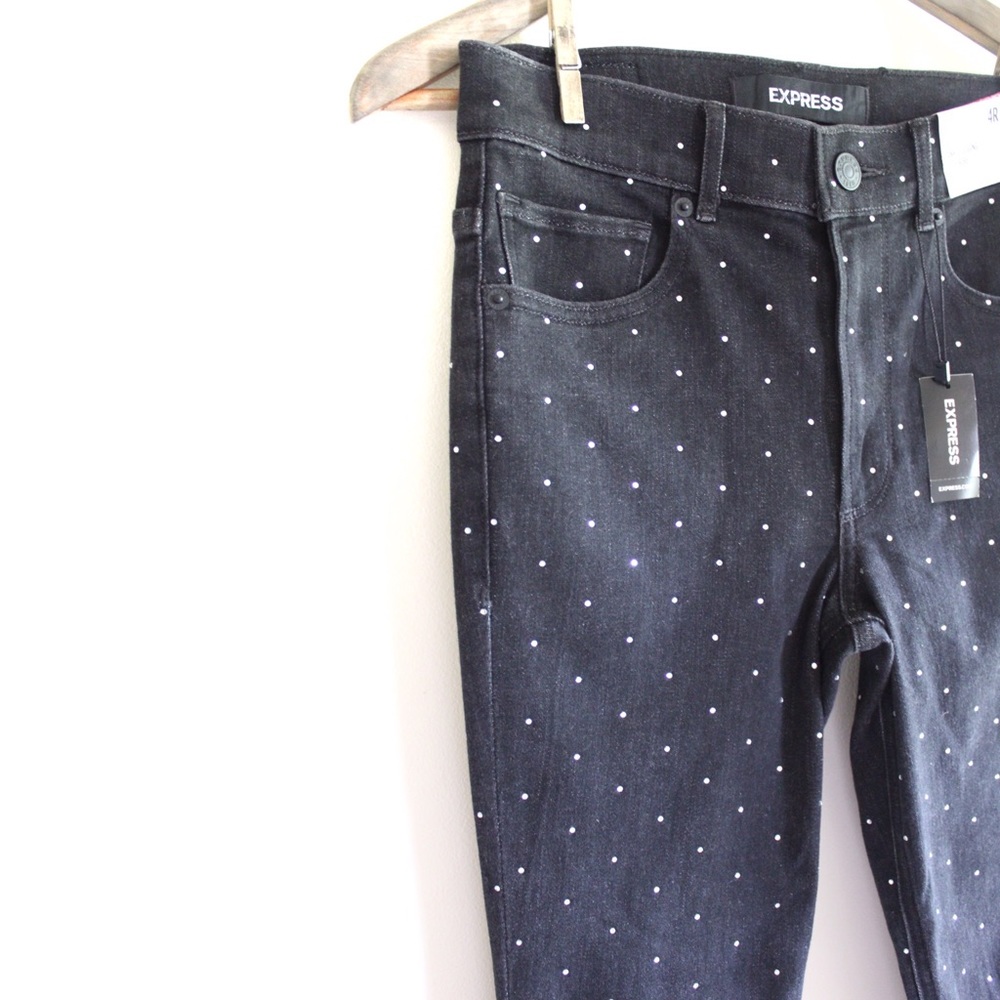 Express MidRise Rhinestone Sparkle Stud Skinny 2 4 - Picture 2 of 10